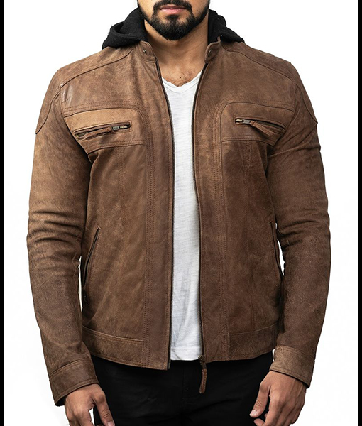 Distressed Brown Leather Jacket