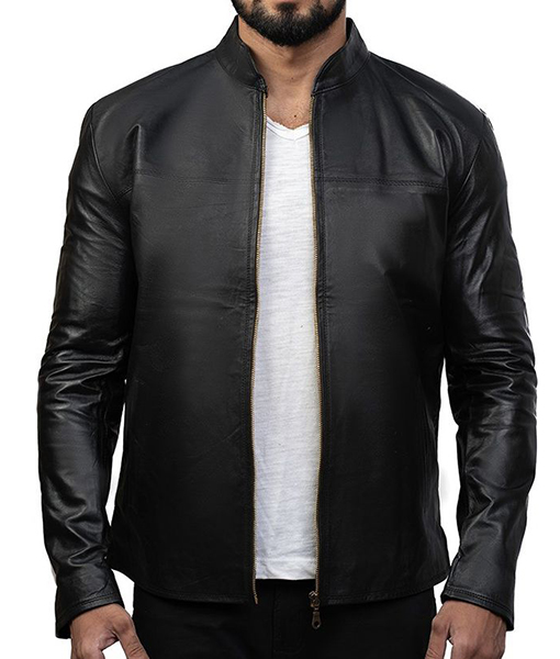 Charcoal Black Slimfit Leather Jacket