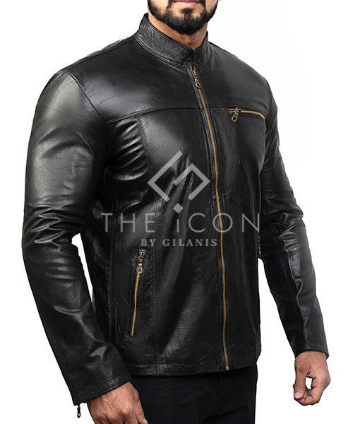 Antonio Slimfit Black Leather Jacket