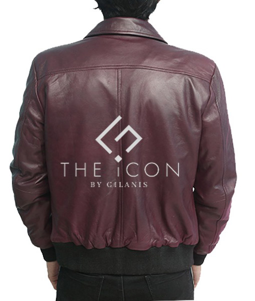 Men Maroon Genuine Leather Bomber Jacket
