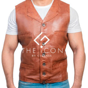Mens Brown Leather Vest