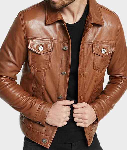 Mens Casual Brown Leather Jacket