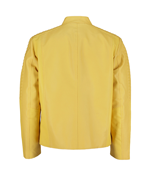 Men Yellow Pu Leather Jacket