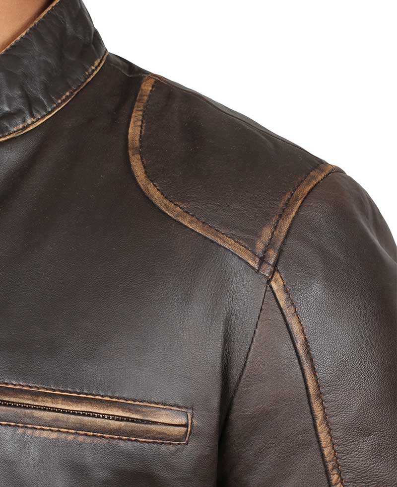 Brown Leather Cafe Racer Jacket | The Icon Fashion