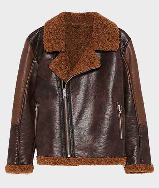 Dark Brown Shearling Leather Jacket