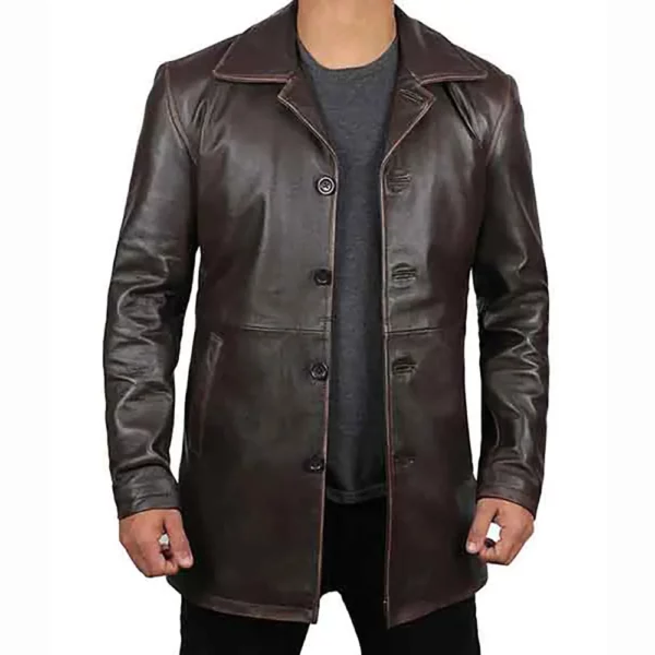 Jenkins Men’s Brown Leather Rust Coat | The Icon Fashion
