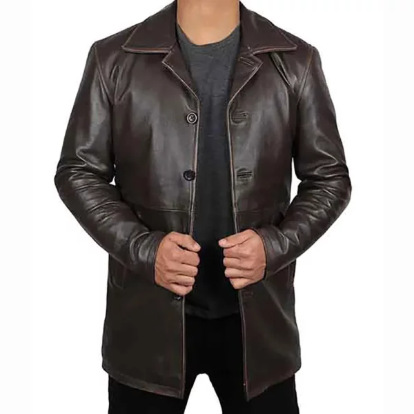 Jenkins Men’s Brown Leather Rust Coat | The Icon Fashion