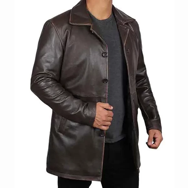 Jenkins Men’s Brown Leather Rust Coat | The Icon Fashion