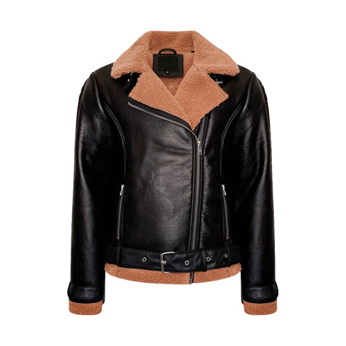 Womens Black Leather Shearling Jacket