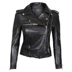 Womens Motorcycle Black Asymmetrical Leather Jacket