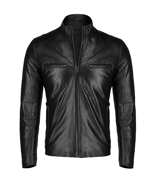 Slim Fit Black Leather Jacket For Men - www.theiconfashion.com