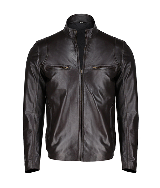 Biker Style Coffee Leather Jacket For Men | The Icon Fashion