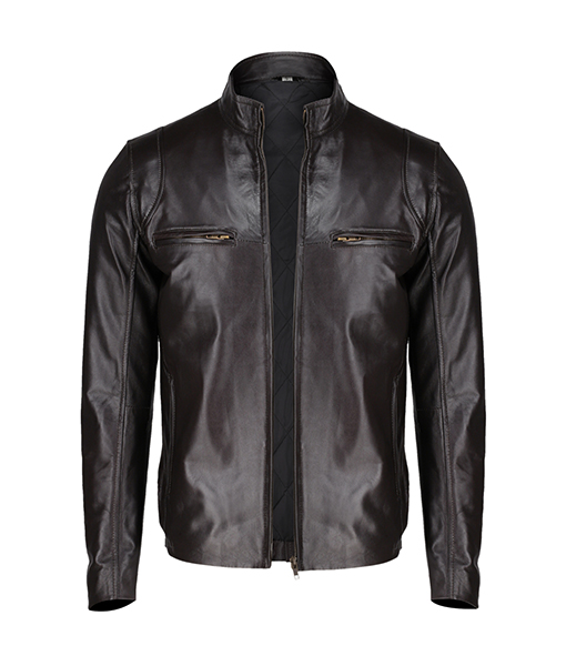 Biker Style Coffee Brown Leather Jacket For Men - www.theiconfashion.com