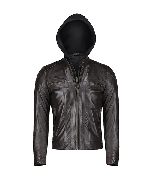 Men's Slim Fit Leather Jacket With Hood - www.theiconfashion.com
