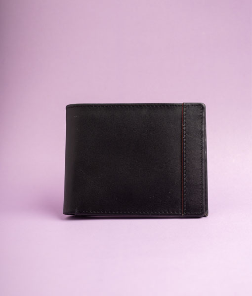 Men’s Black Striped Leather Wallet