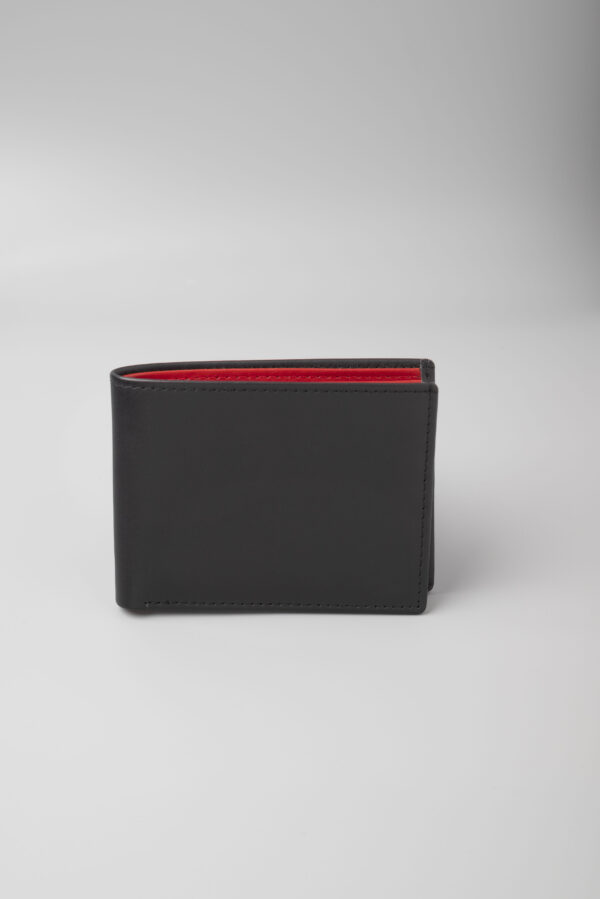 Men's Black and Red Leather Wallet