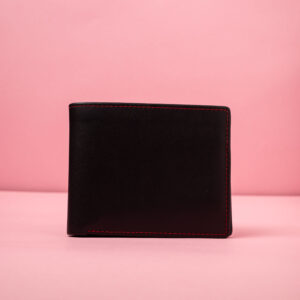 Men's Black Red Stich Leather Wallet