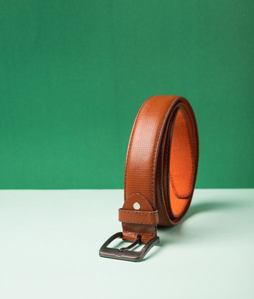Classic Dark Light Brown Leather Belt For Men