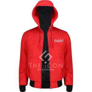 Mens 6666 Red Hooded Jacket