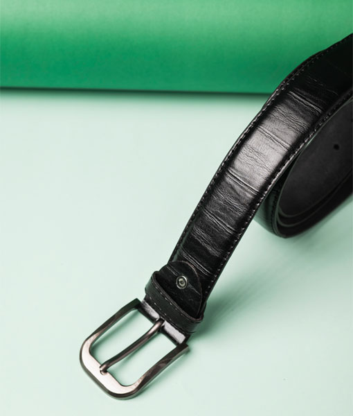 Men's Plain Black Leather Belt