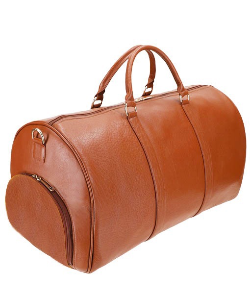 Men's Traveling Light Brown Leather Duffle Bag