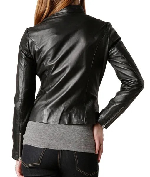Slim Fit Leather Jacket For Women's