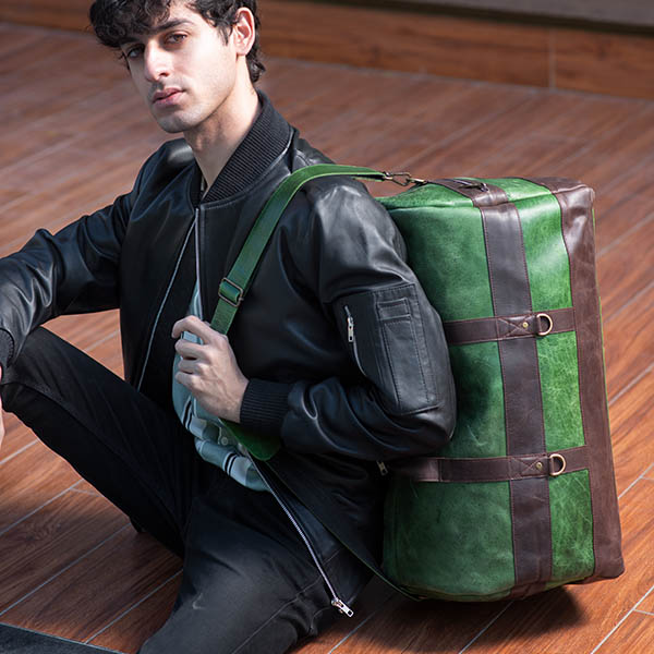 Leather Multi-Function Travel Bag Green