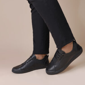 Men's Handmade Turkish Modern Leather Sneakers in Black Color