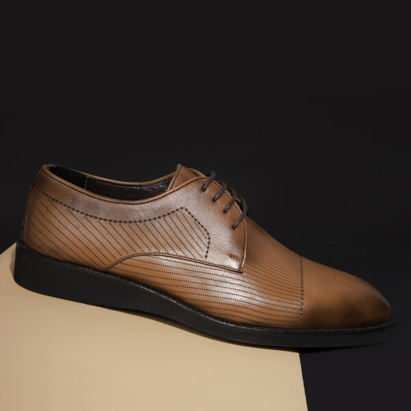 Men's Turkiye-origin Lace-up Formal Leather Shoes in Tan-brown