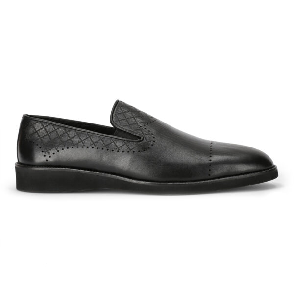 Men's Turkish-origin Diamond-dotted design Leather Shoes in Black