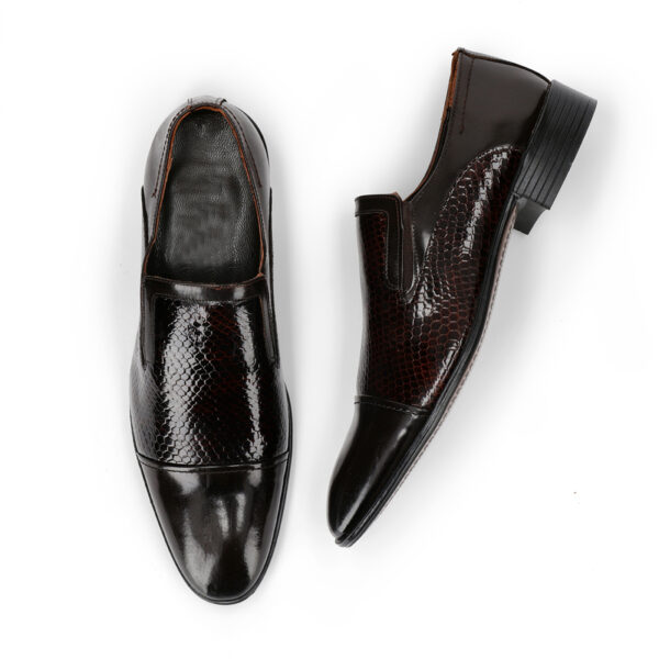 Men’s Turkiye-Designer Glazed Leather Shoes in Black Color Dressy Brown