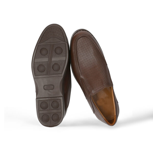 Men's Turkish-built Symmetrical Polka-dot Real Leather Shoes in Dim Brown
