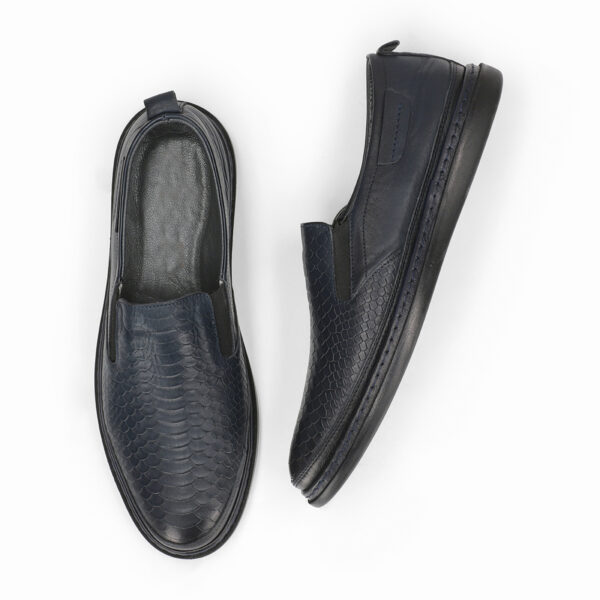 Men's Turkish-made Snake-print Genuine Leather Shoes in Black