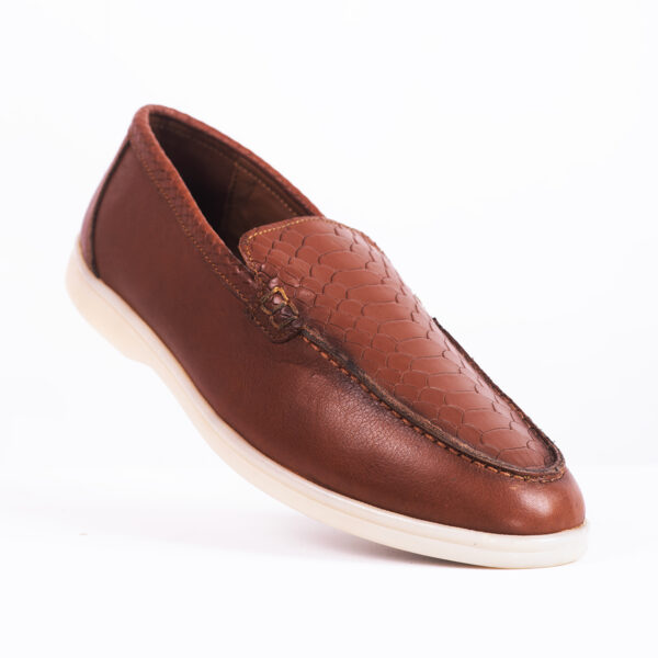 Men’s Turkish-Made Crocodile Style Leather Shoes in Brown Color
