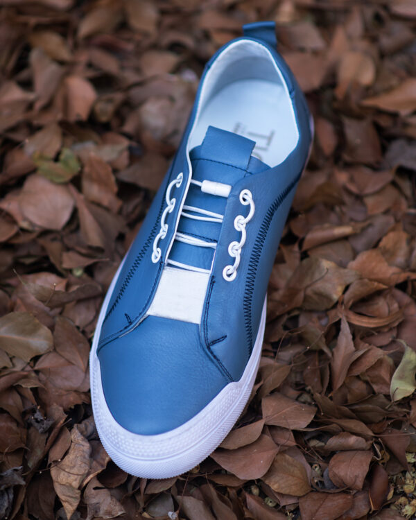 Men’s Handmade Turkish Leather Sneakers In Blue Color