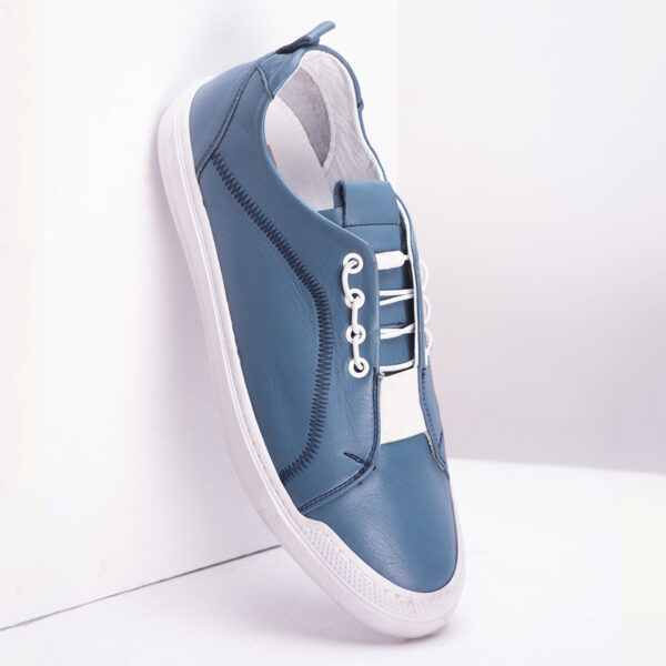 Men’s Handmade Turkish Leather Sneakers In Blue Color