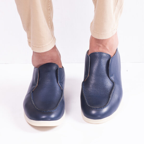 Men’s Turkiye-built Grainy Leather Half Boot Style in Blue Color