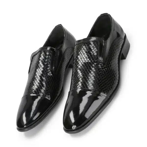 Men’s Turkiye-Designer Glazed Leather Shoes in Bold Black