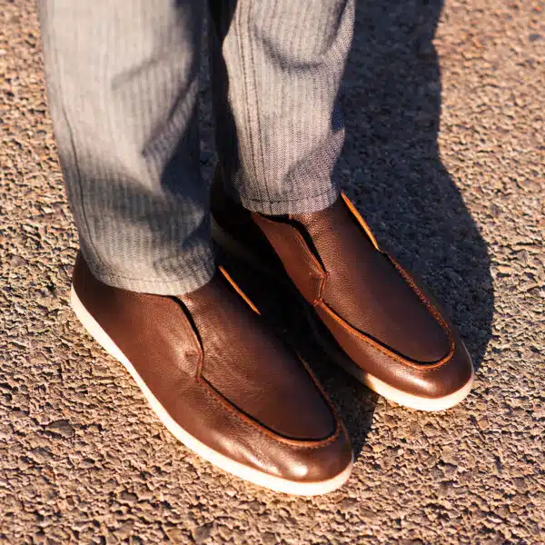Men’s Turkiye-built Grainy Leather Half Boot Style in Dark Brown