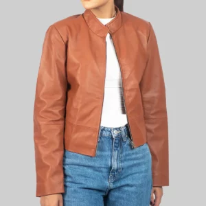 Fannie Women's Brown Leather Jacket - Women's Brown Leather Jacket-5