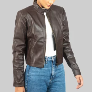 Helen Women's Dark Brown Leather Jacket - Women's Dark Brown Leather Jacket-2