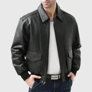 Flight Black A-2 Bomber Aviator Leather Jacket - Flight Black A-2 Bomber Leather Jacket-4