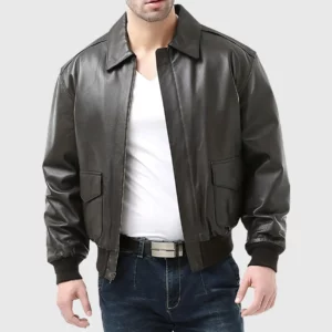 Flight Brown A-2 Bomber Aviator Leather Jacket - Flight Brown A-2 Bomber Leather Jacket-4