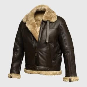 Jones Men's Brown B-3 Bomber Leather Jacket - Men's Brown B-6 Bomber Leather Jacket-4