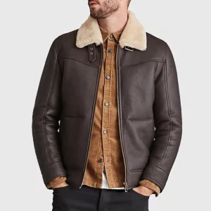 Miller Men's Brown B-3 Bomber Leather Jacket - Men's Brown Aviator Bomber Leather Jacket-4