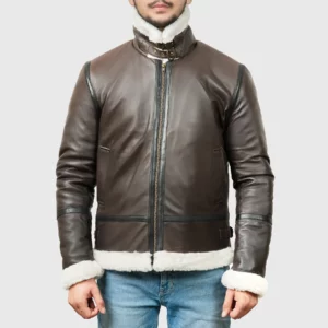 Theodore Men’s Brown B-3 Bomber Leather Jacket - Men’s Brown B-3 Bomber Leather Jacket-4