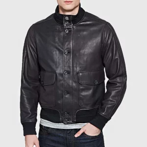 Zeus Men’s Black A-1 Bomber Leather Jacket - Men’s Black A-1 Bomber Jacket-1