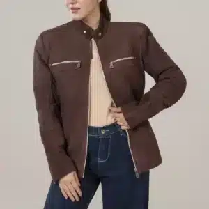 Carolyn Women's Suede Brown Leather Jacket | Women's Suede Brown Leather Jacket-3