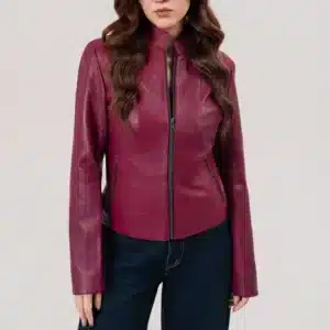 Mirna Women's Burgundy Leather Jacket | Women's Burgundy Leather Jacket-1