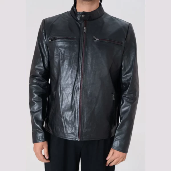 Riley Men's Black Biker Leather Jacket | The Icon Fashion